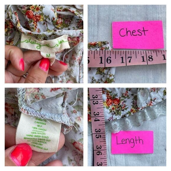 Anthropologie Staring at Stars Floral Strappy Mini Dress M Coquette Cottagecore - Picture 2 of 9